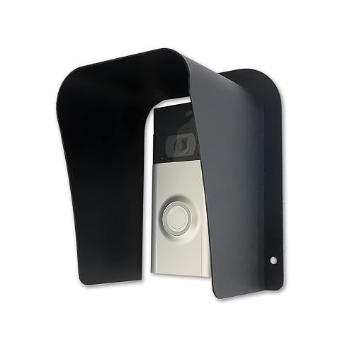 Capot noir transparent installé devant un bouton de sonnette près d’une porte extérieure
